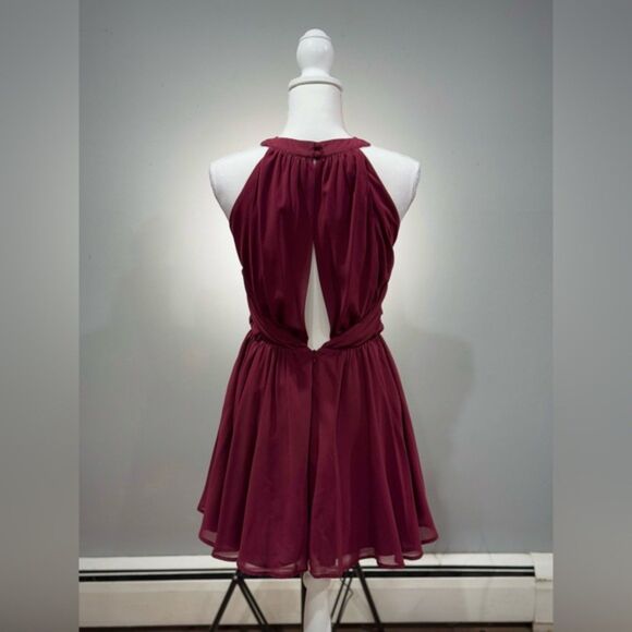 CLEARANCE! Burgundy Keepsake the Label Ruched Halter Dress Size S - Picture 2 of 6
